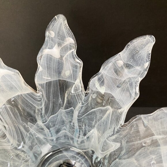 Stunning White, Light Blue and Clear Murano Art Glass Candle Holder - Home Decor - Picture 5 of 10